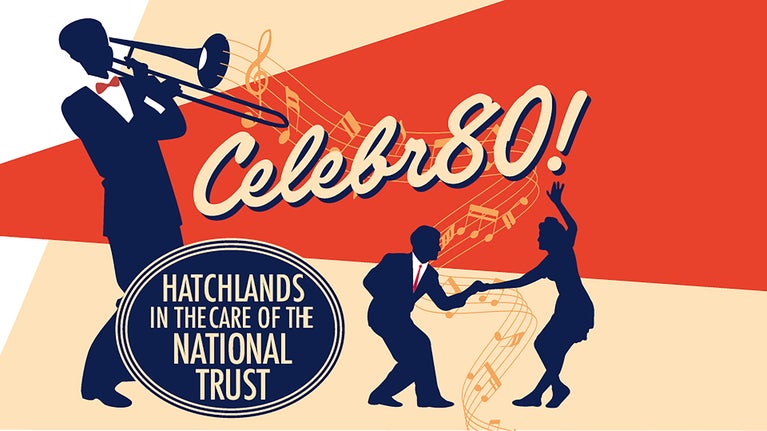 A 1040s style graphic depicting the silhouette of a man playing saxophone and two people dancing.